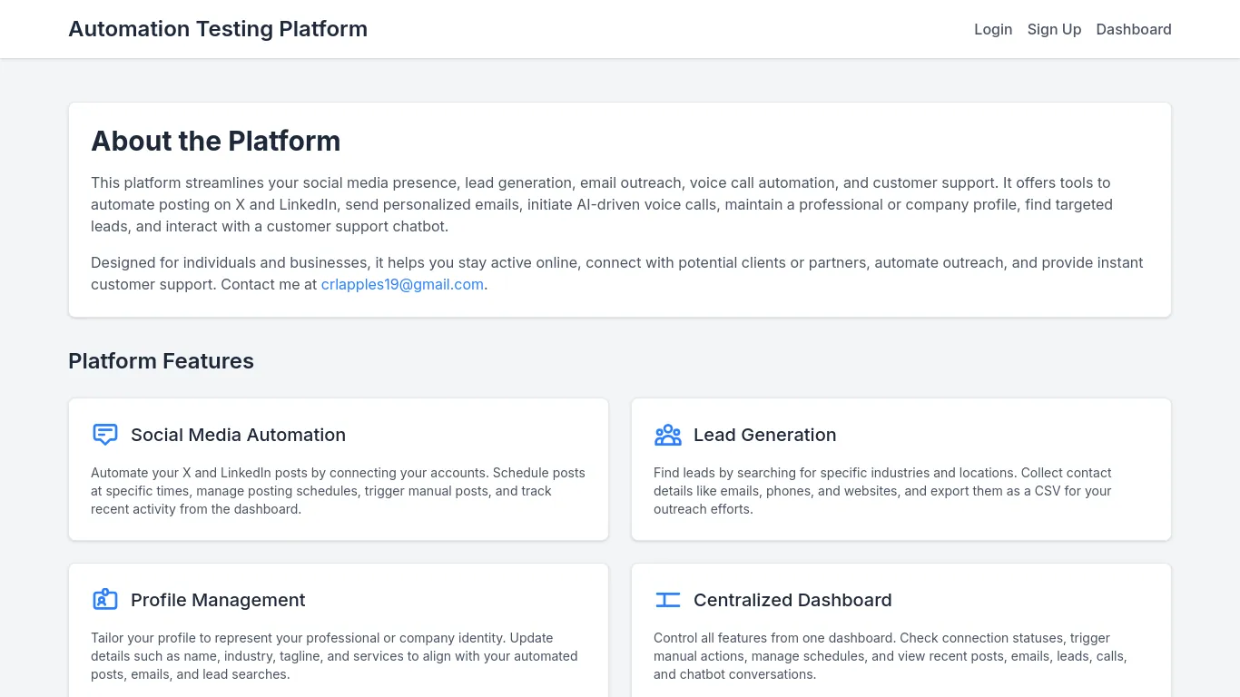 Full Stack Automation Platform preview