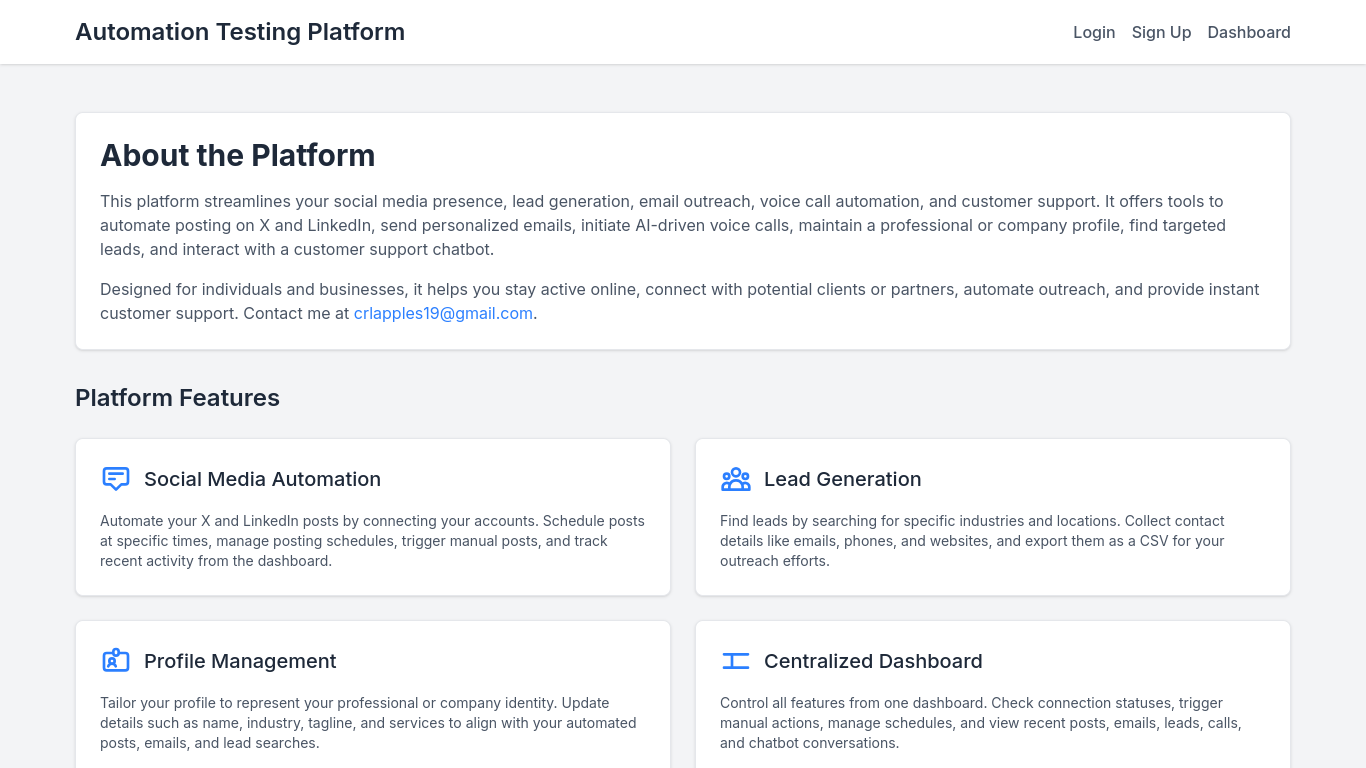 Full Stack Automation Platform