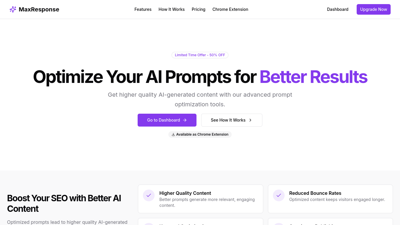 MaxResponse MicroSaaS Prompt Optimizer with Chrome Extension